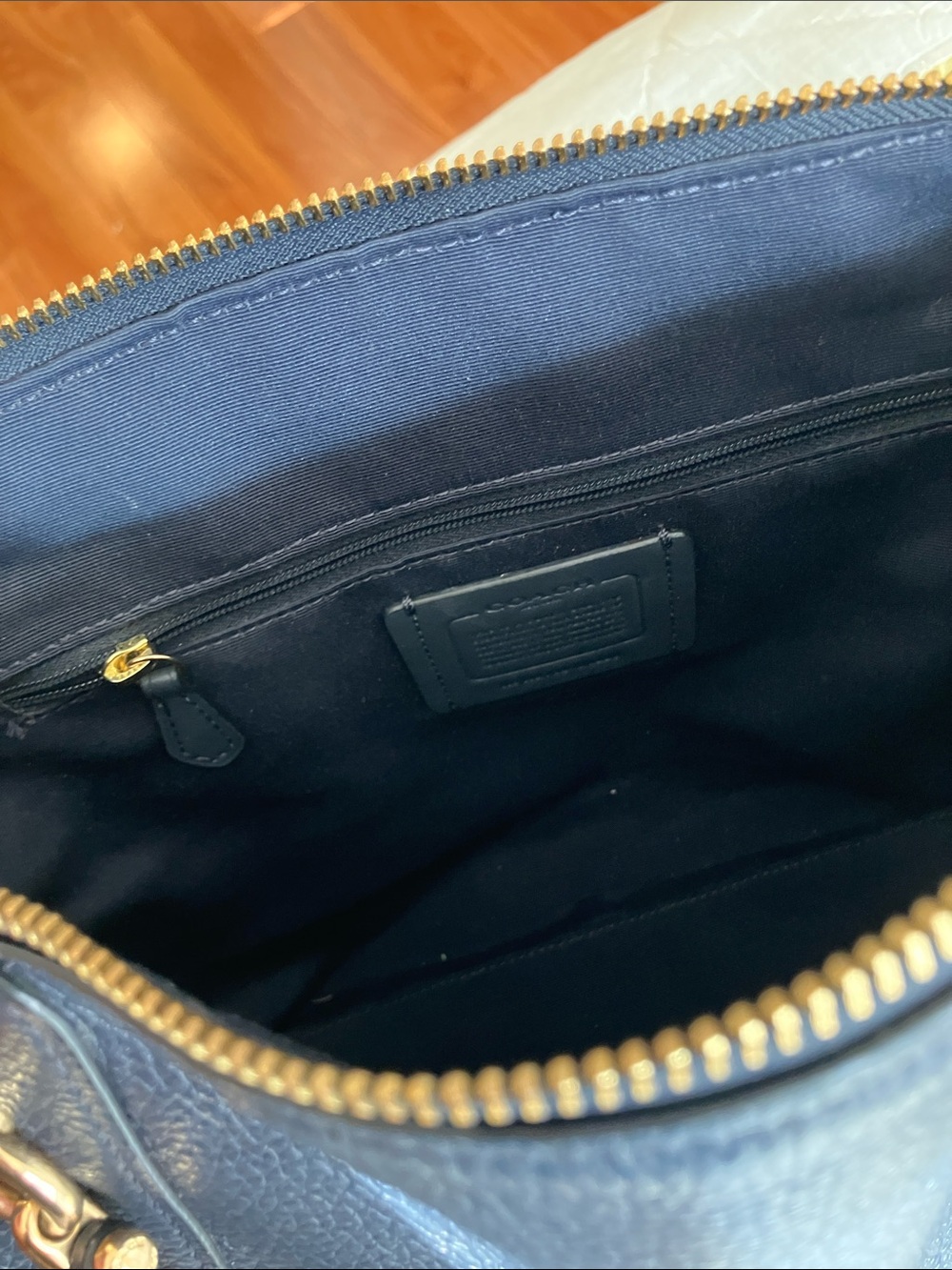 Coach Dark Navy Blue looks like Black satchel handbag and Crossbody if desired. - Picture 4 of 5